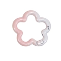 Pink and silver gradient flower-shaped keychain spring hook with pearlescent glitter finish - Gradient Pink and White