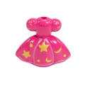 Pink princess dress acrylic bead with yellow moon and star patterns for DIY jewelry - Lacquer Rose Pink