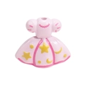 Pink acrylic princess dress charm bead with gold star patterns for DIY jewelry making - Lacquer Pink