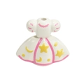 White acrylic princess dress bead with pink stars and moon patterns for DIY jewelry making - Lacquered - White