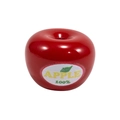 Acrylic painted red apple shaped bead with a printed apple label for DIY jewelry making - Apple / Red