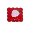 Square acrylic strawberry bead with wavy edges for DIY keychain jewelry making - Red