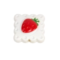 DIY strawberry biscuit acrylic bead for jewelry making with unique center relief design - White