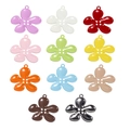 Flower shaped four-hole alloy charms in eleven diverse vibrant glossy colors - Five-Petal Flower / Random Color