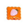 DIY orange acrylic biscuit charm with pink strawberry pattern for jewelry making - Orange