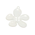 Glossy white five-petal flower charm pendant with four-hole center design - Five-Petal Flower / White