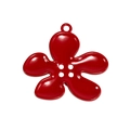 Glossy red flower keychain pendant with five petals and four-hole button design - Five-Petal Flower / Red