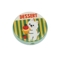 Flat round cartoon dog bead with strawberry cake for DIY phone chains and jewelry - Dessert Theme (20250817) / Yellow & Green