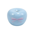 Light blue apple-shaped acrylic bead with bow pattern for DIY jewelry making - Apple / Blue