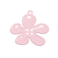 Pink five-petal flower charm pendant with four-hole button design for DIY jewelry - Five-Petal Flower / Pink