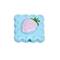 Light blue biscuit shaped silicone bead with strawberry pattern for DIY crafts - Blue