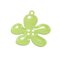 Light green five-petal flower charm pendant with four center holes and top ring - Five-Petal Flower / Fruit Green