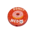 Red cartoon bead with white dog and donut pattern for DIY bracelet and keychain - Donut Theme (20250817) / Red