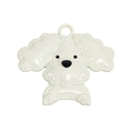 Cartoon white puppy pendant with glossy finish and top ring for keychain or bags - Rich Dog / White