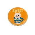 DIY cartoon beads for phone chains featuring a cute white puppy in a blue sweet cup - Orange