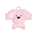 Pink poodle metal keychain charm with glossy finish and cute cartoon dog design - Rich Dog / Pink