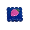 Blue acrylic strawberry biscuit charm with pink center for DIY jewelry making - Sapphire Blue