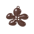 Dark coffee five-petal flower charm with four holes and top loop for DIY crafts - Five-Petal Flower / Dark Coffee