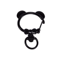 Black panda head alloy spring clasp keychain accessory with bow knot detail - Panda Spring Buckle (No Hand Painted) / Black