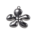 Polished silver five-petal flower metal pendant with four-center holes for jewelry - Five-Petal Flower / Silver