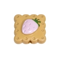 Handmade strawberry soda cracker bead accessory with pink acrylic berry and pre-drilled hole - Brown