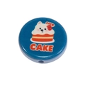 Blue double-sided printed bead featuring a cute cartoon dog cake and Nice CAKE text - Royal Blue
