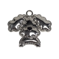 Polished silver metal poodle charm with round hanging ring for bags and keys - Rich Dog / Silver
