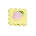 Cute yellow acrylic strawberry soda biscuit bead charm with wavy edges for DIY jewelry - Pale Yellow