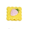 Cute yellow scalloped square strawberry biscuit charm bead for DIY craft and keychains - Light Yellow