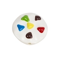 White round acrylic cookie bead with colorful pattern and threading hole for DIY jewelry - Chocolate Cookie Style / Lacquered - White