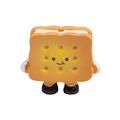 Cute biscuit squishy keychain with smile face and yellow cream sandwich detail - Square Biscuit Style