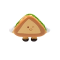 Cute acrylic sandwich cookie keychain charm with cartoon face and little legs on white back - Sandwich/Taco
