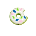 Groene acryl donut kraal met wit glazuur en hagelslag voor DIY sieraden maken - Kleine Donut / Vruchtengroen En Wit