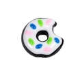 Zwarte acryl donut kraal met wit glazuur en gekleurde hagelslag voor DIY-sieraden - Kleine Donut / Zwart + Wit