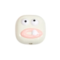 Perlina mostro in acrilico bianco crema con viso a fumetti per portachiavi fai-da-te - Mostro dai Denti Grandi / Bianco
