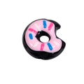 Acryl donut kraal in zwart met roze glazuur en gekleurde hagelslag voor DIY sieraden - Kleine Donut / Zwart + Roze