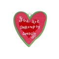 Pink heart-shaped acrylic keychain with Shrimply Amazing quote for backpack decor - Heart / Red