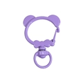 Purple alloy panda head spring clasp and rotating ring for DIY keychain crafts - Panda Spring Buckle (No Hand Painted) / Light Purple