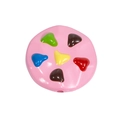 Rosa runder Keks-Anhänger mit bunten Punkten für DIY handgemachten Schmuck - Chocolate Cookie Style / Lackiert Hellrosa