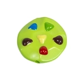 Grüne Acryl-Keksperle mit bunten Punkten und großem Fädelloch für DIY-Bastelarbeiten - Chocolate Cookie Style / Lackiert - Fruchtgrün