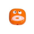 Perla mostro quadrata in acrilico arancione con espressione buffa per portachiavi DIY - Mostro dai Denti Grandi / Arancione