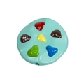 Flache runde blaue Acryl-Keksperle mit bunten Akzenten für DIY-Schmuckherstellung - Chocolate Cookie Style / Lackiert Smaragd