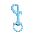 Light blue matte metal swivel snap hook with rotating D-ring for bags and pet leashes - P-shaped Hook / Dark Blue