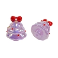 Cuenta de árbol de Navidad púrpura perlado con lazo rojo para accesorios de bricolaje - Jalea - Morado