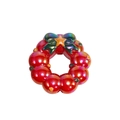 Cuentas de corona de Navidad roja perlada con lazo verde para accesorios de DIY - Guirnalda - Rojo Brillante
