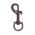 Brown matte metal swivel snap hook with 360-degree D-ring base for bag accessories - P-shaped Hook / Dark Coffee