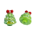 Green Christmas tree resin bead with red bow and pearl glaze finish for DIY jewelry - Christmas Tree - Fruit Green