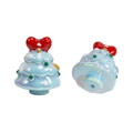 Light blue pearlescent Christmas tree beads with red bow for DIY jewelry making - Christmas Tree-Blue