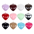 Colgantes de corazón plano en acrílico en doce colores variados para creación de joyas - Lacado - Color Aleatorio