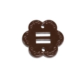 Accessorio floreale marrone scuro in resina con bordo a perline e quattro fori - Fiore (Caffè)